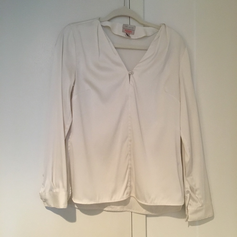 Scandal collection white faux silk long sleeve